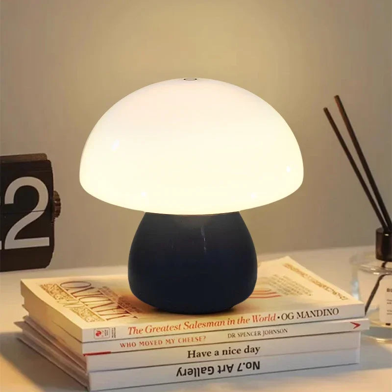 lampe table led champignon blanc noir moderne charge tactile usb chambre coucher minimaliste