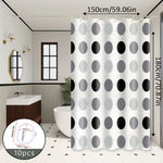 rideau douche moderne cercles noirs gris fond blanc opacité respectueux environnement