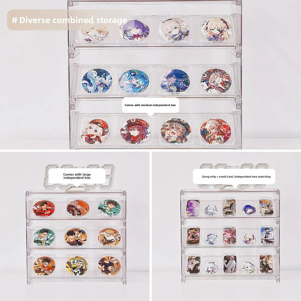porte cartes anti poussière acrylique transparent personnages animés moderne rangement bijoux accessoiressealed dustproof