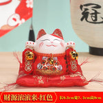 statue chat porte bonheur traditionnel chinois blanc jaune bleu symboles papillons caractères chinois