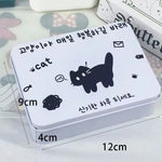 boîtes métalliques blanches cartoon mignon chien chat ours photos cartes postales rangement bureauécole