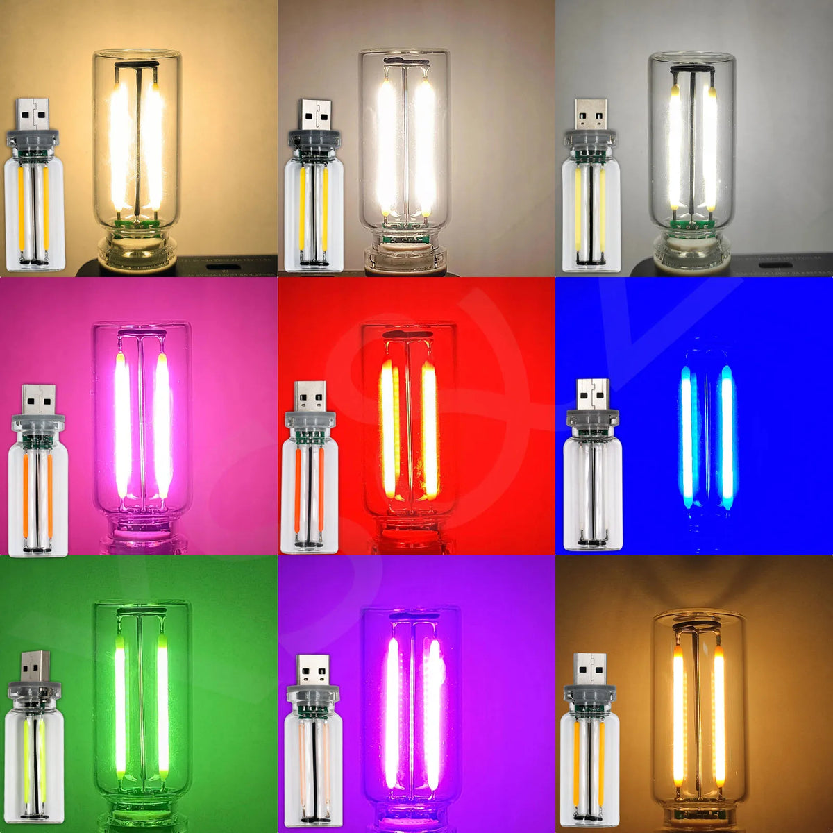 ampoule led usb flexible transparente moderne décoration intérieure multiple couleurs adaptable lumière nocturne rechargeable