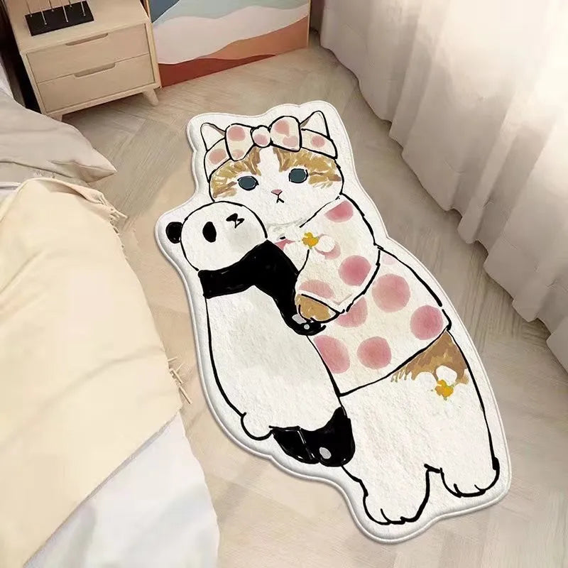 tapis sol chambre coucher motif chat mignon doux décoratif antidérapant maison