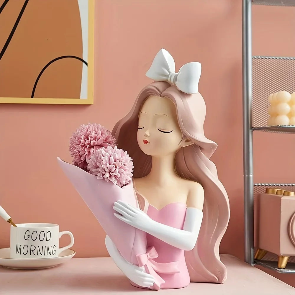 figurines deco femme bouquet fleurs moule silicone artisanat decor moderne