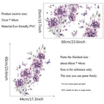 sticker mural fleurs violets papillons adhésif pvc résistant eau moderne salon chambre bain