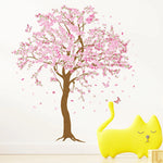 sticker mural fleurs cerisier papillons rose brun décoration enfant chambre salon familial