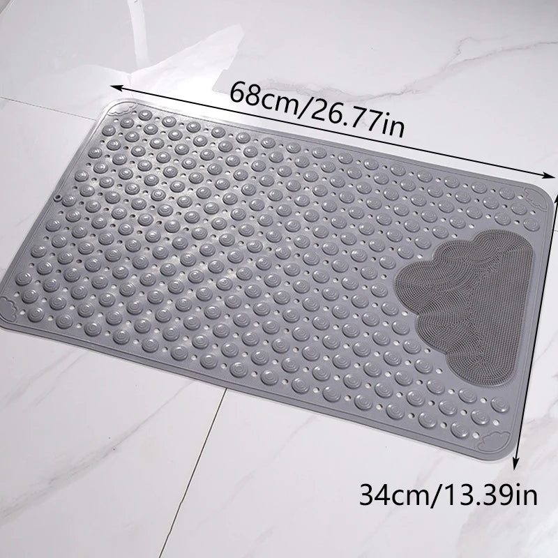 tapis bain antidérapant microfibre gris bleu clair nuage texturé moderne minimaliste douche salle bain