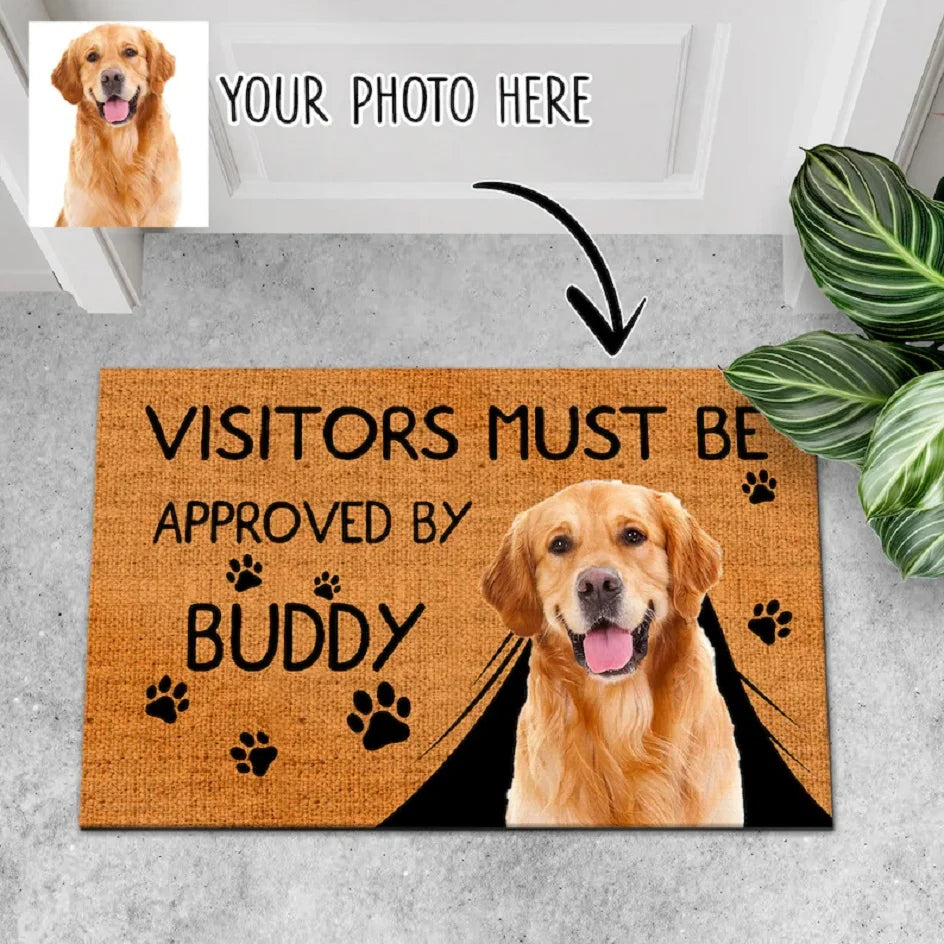 tapis bienvenue personnalisé antidérapant extérieur intérieur empreintes animaux humoristique chiens noms os décoration marronclair