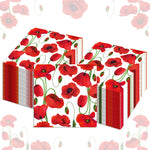serviettes papier pliables motifs pavots rouges mariage anniversaire festives pack 20 pièces