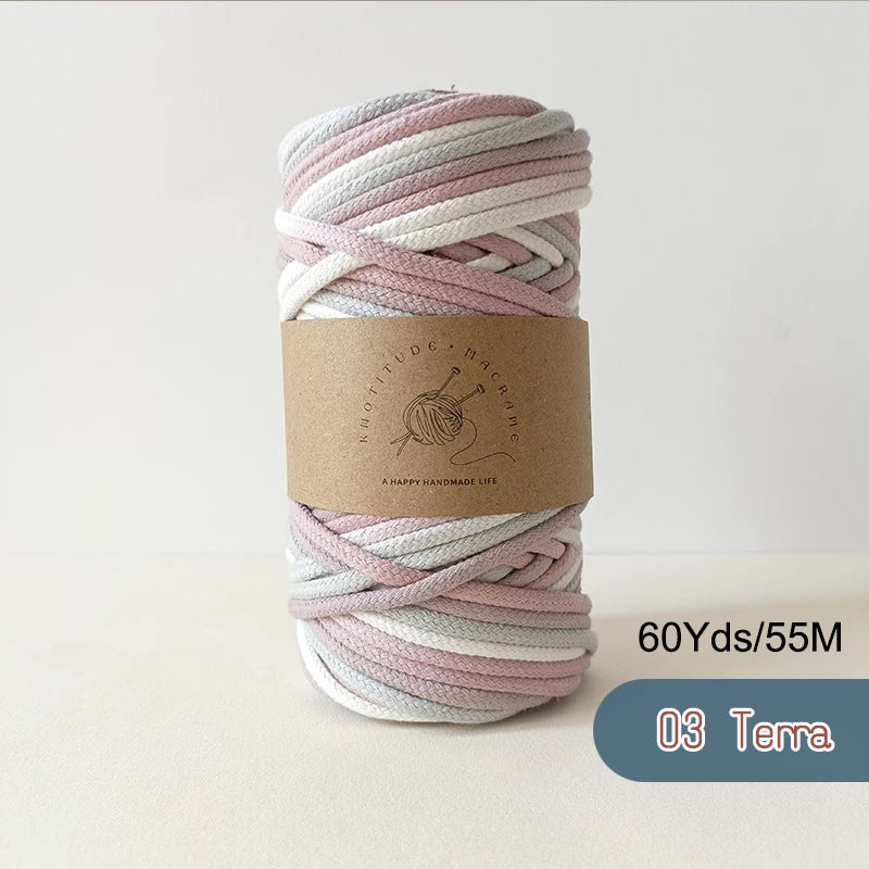 corde tressée macramé pastel haute ténacité 100% coton créative boucle métallique écologique artisanale
