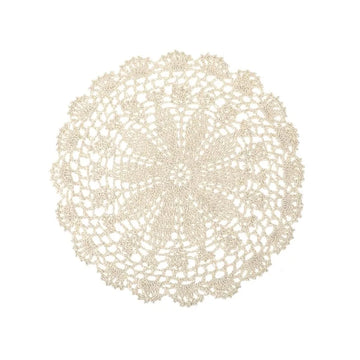 serviettes table crochet traditionnel motif floral beige clair blanc artisanal fête table manger