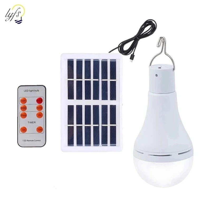 ampoule led solaire étanche ip65 moderne télécommande ajustement luminosité urgenceextérieur blanc opacité métal crochet