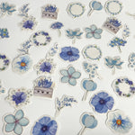 sticker fleur rose blanc violet bleu jaune scrapbooking journal intime papeterie decorative planificateur aesthetic