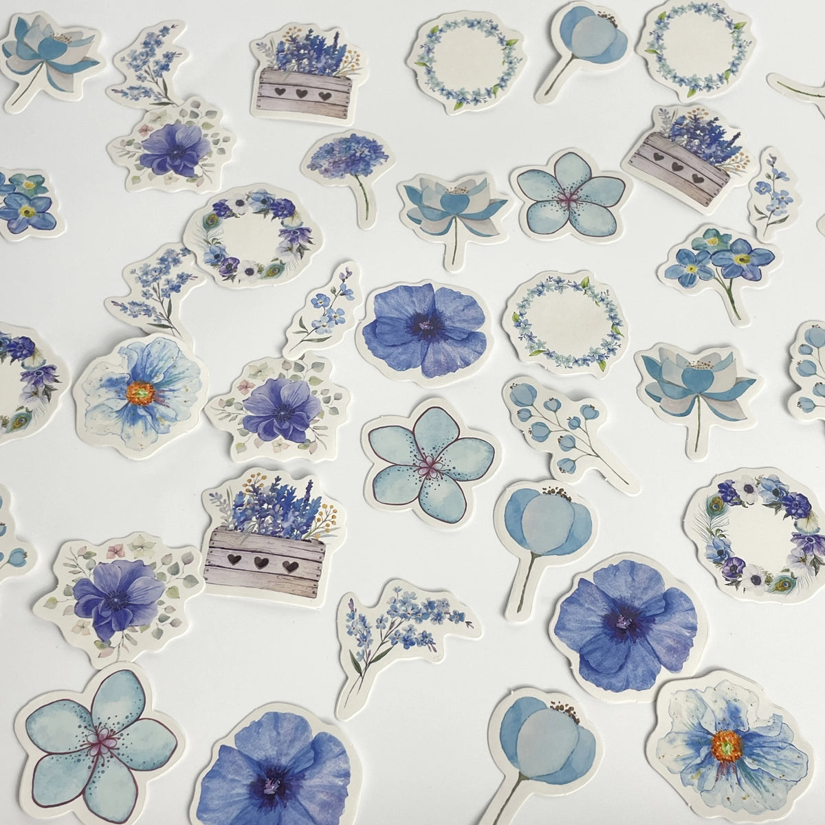 sticker fleur rose blanc violet bleu jaune scrapbooking journal intime papeterie decorative planificateur aesthetic