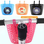 panier vélo enfant cartoon stickers motifs animaux bleu clair orange noir rose clips