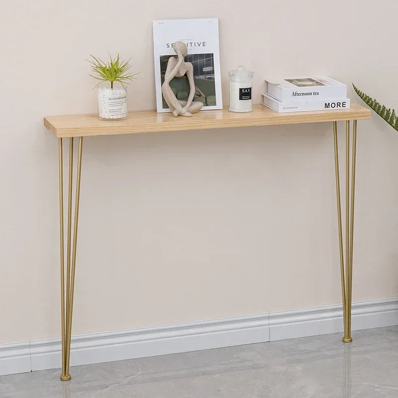 Table console étroite bois massif vue de côté