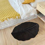 tapis noir feuilles moderne antidérapant polyester résistant saleté usage multiple intérieur extérieur