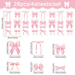 stickers muraux adhésifs rose nœuds rubans aquarelle semi translucides décoration enfantine romantique PVC résistants