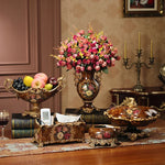 décoration table résine or marron fleurs classique vase boîte mouchoirs cendrier fruits bouquets