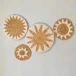 décorations murales bohèmes tressées soleil rond opacité totale rustique 35cm 30cm 25cm