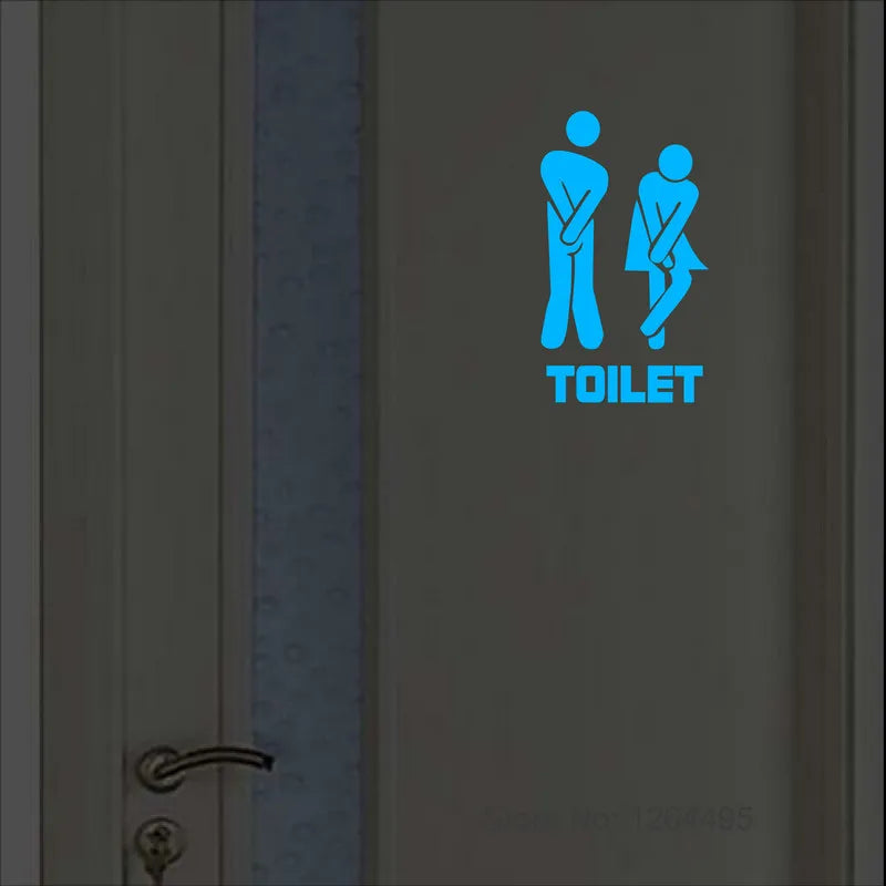 autocollant mural brillant nuit porte toilette salle bain indicateur wc fluo personnes urgence toilet