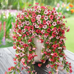 décoration extérieure plante artificielle suspendue fleurs marguerites violettes feuilles vertesbranches flexibles moderne