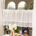 rideau blanc dentelle points transparent classique romantique inclusion polyester farmhouse vintage