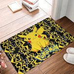 tapis sol antidérapant pikachu jaune noir rouge cartoon pois flanelle 60x40cm chambre cuisine salon