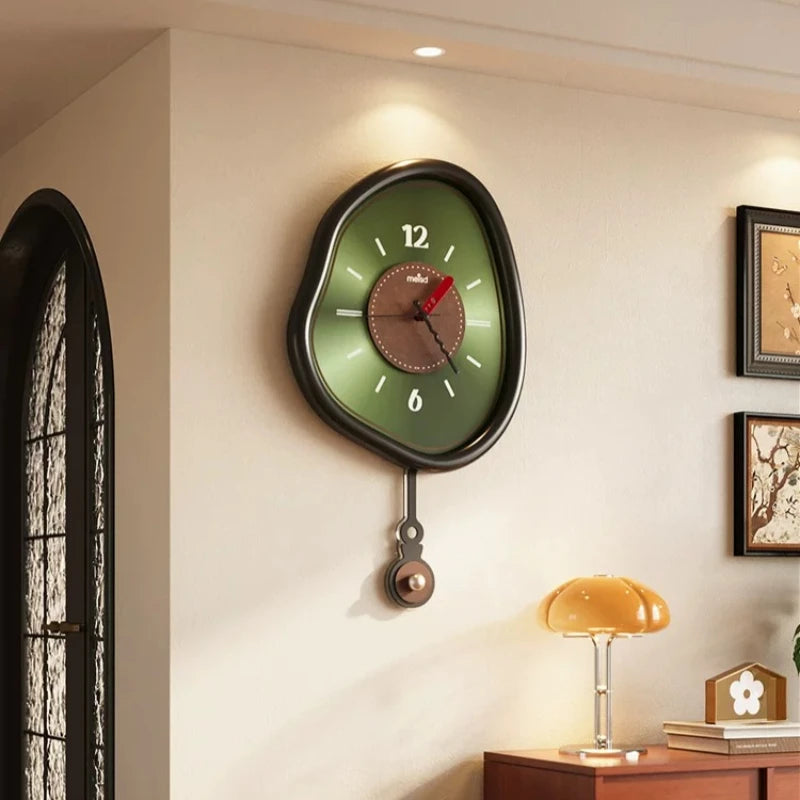 horloges murales modernes vert marron circulaire chiffres blancs pointeurs couleurs opaques fixations