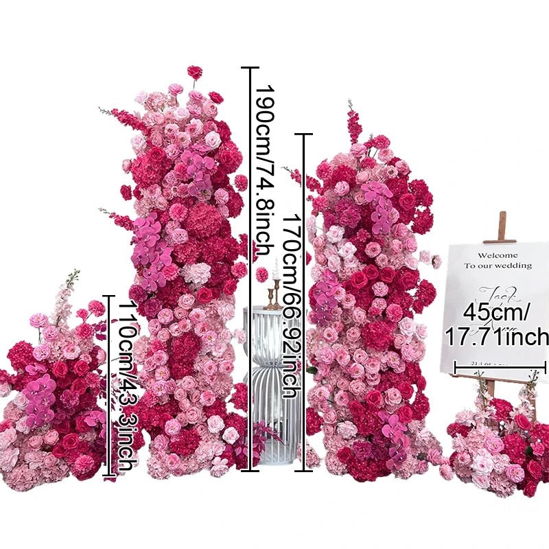 décoration mariage romantique roses artificielles colonnes florales bienvenue panel bienvenue