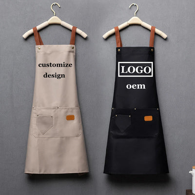 Tablier de cuisine imperméable noir avec logo brodé - Ombre Interieur