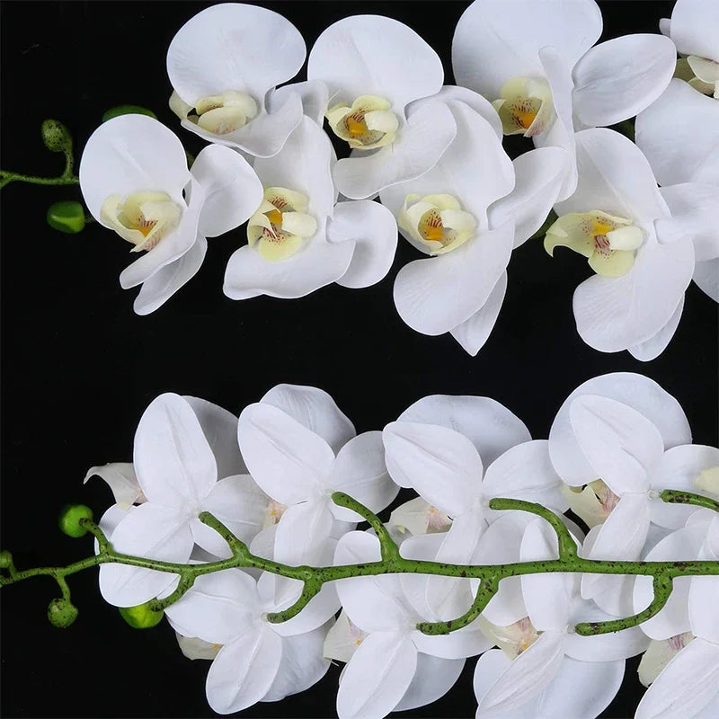 décoration intérieure orchidée artificielle blanc vert feuilles lisses moderne minimaliste maison mariage anniversaire