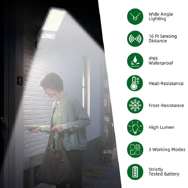 lampe solaire moderne noire led ip65 rechargeable télécommande inclusextérieur jardin porte garage