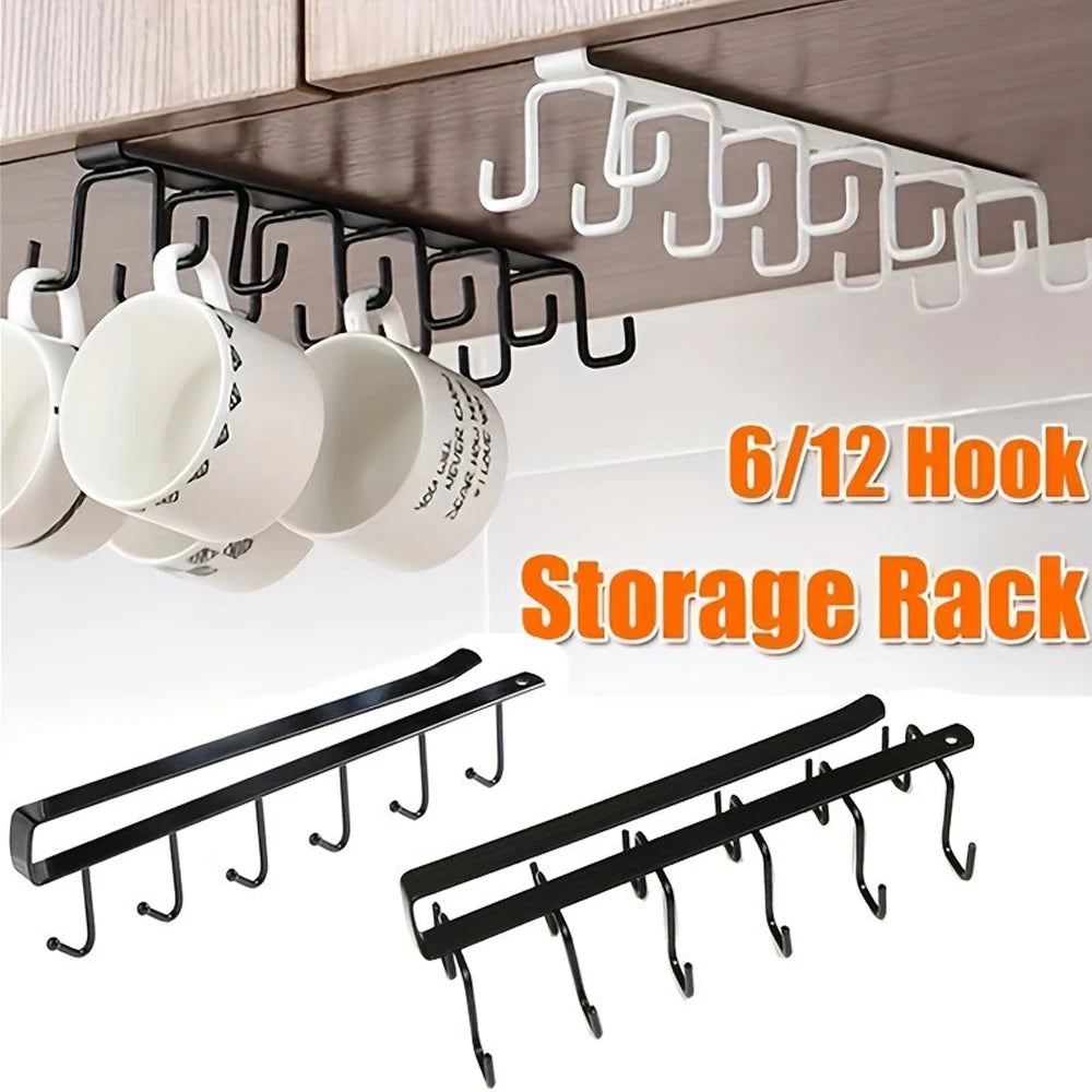 organisateur rangement rack crochet 12 crochets noir blanc moderne pratique