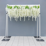 décoration murale fleurs blanches feuilles vertes structure métallique événement mariage anniversaire party moderne