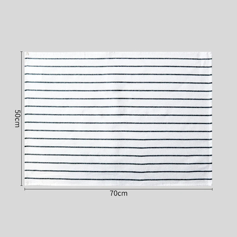 serviettes cuisine coton blanc noir rayures classiques pack pcs 50x70cm table manger restaurant