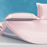 ensemble protège matelas coton viscose rose clair rayures verticales moderne lit chambre dormir doux
