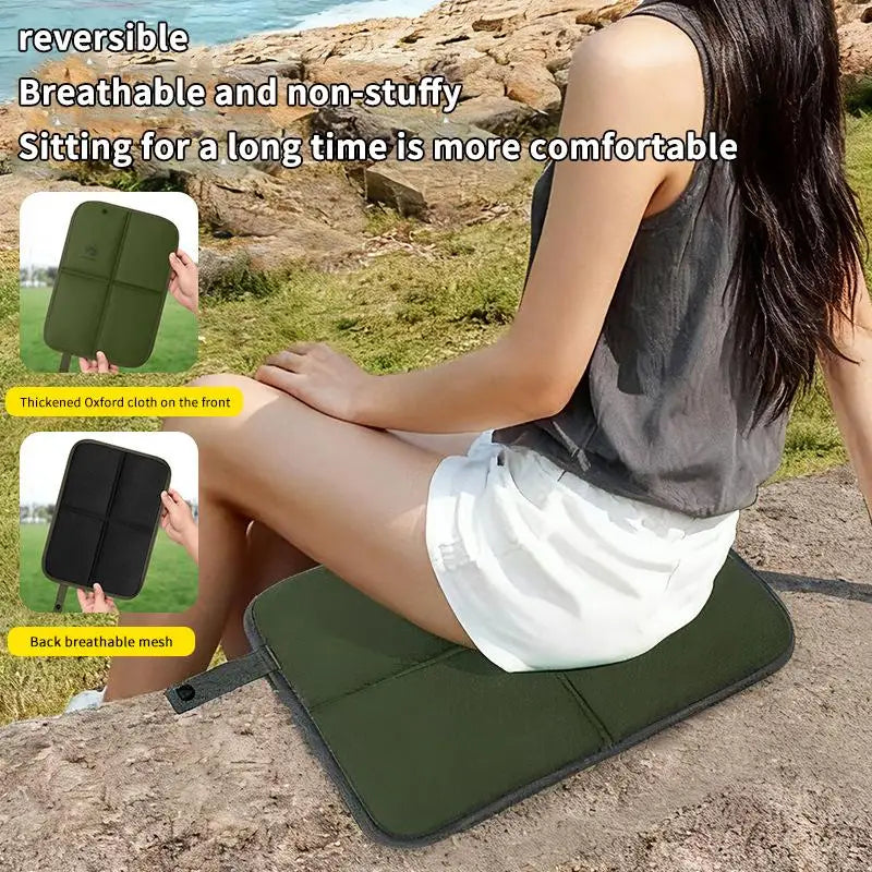 coussin siège pliable tissu oxford imperméable vert olive portable randonnée camping voyage
