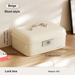 boîte rangement verrouillable double couche haute capacité réutilisable beige rouge vert classique poignée métallique