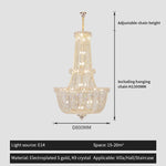 lustre cristal doré transparent classique chaîne ajustable ampoules e14 moderne chambre salon