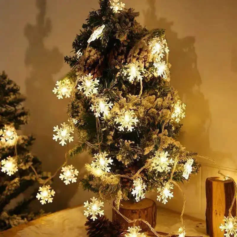 guirlande lumineuse flocons neige multicolore blanc doré anniversaire noël mariage festive