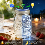 lumière solaire bocal forme luciole 18 led ip65 vintage rustique fil cuivre torsadé transparent