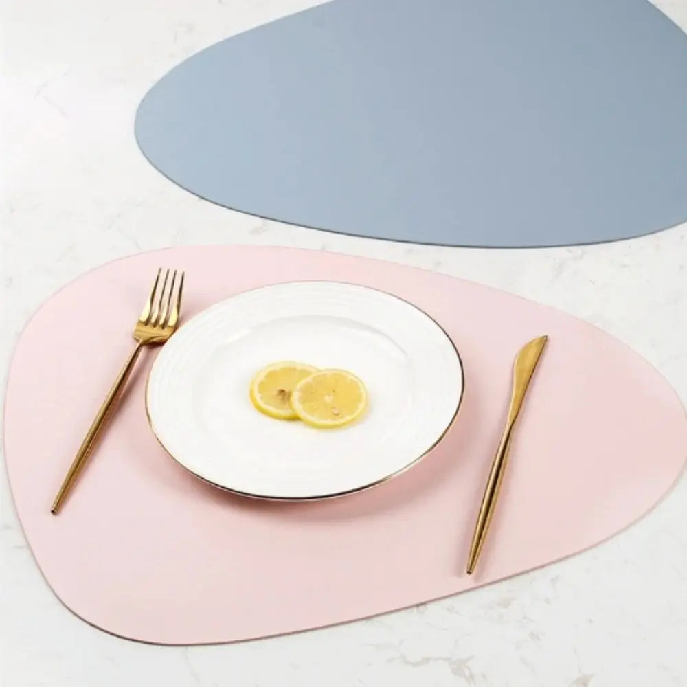 tapis table moderne simili cuir crème brun gris bleu rose antidérapant