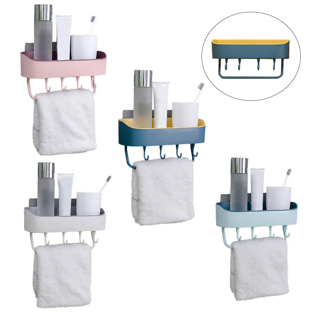 porte serviettes mural adhésif moderne bleu rose blanc minimaliste salle bain