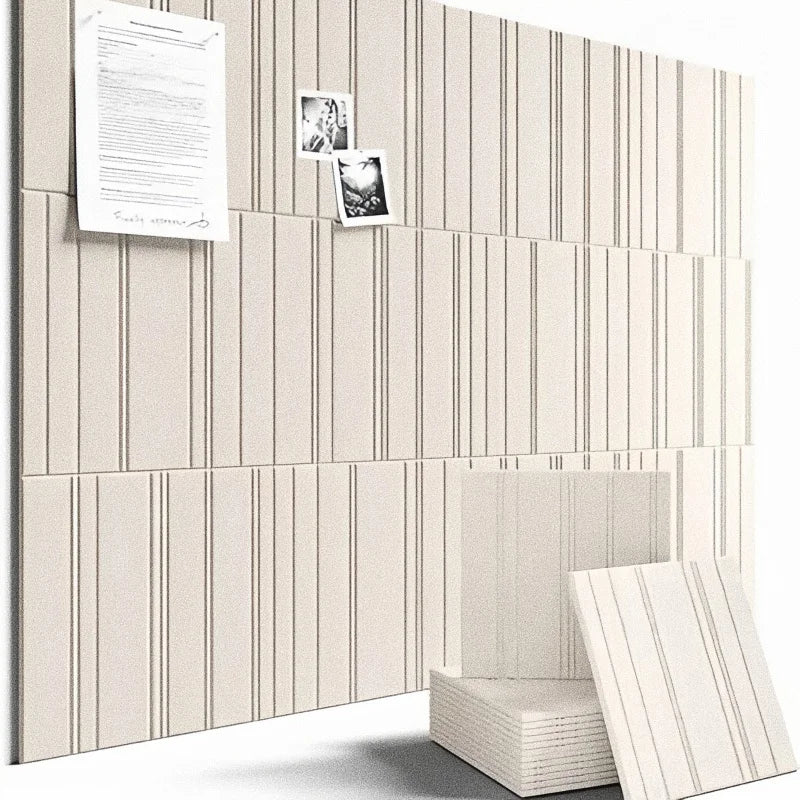 panneaux décoratifs feutre rayures verticales moderne adhésif 30cm 30cm 12 pièces