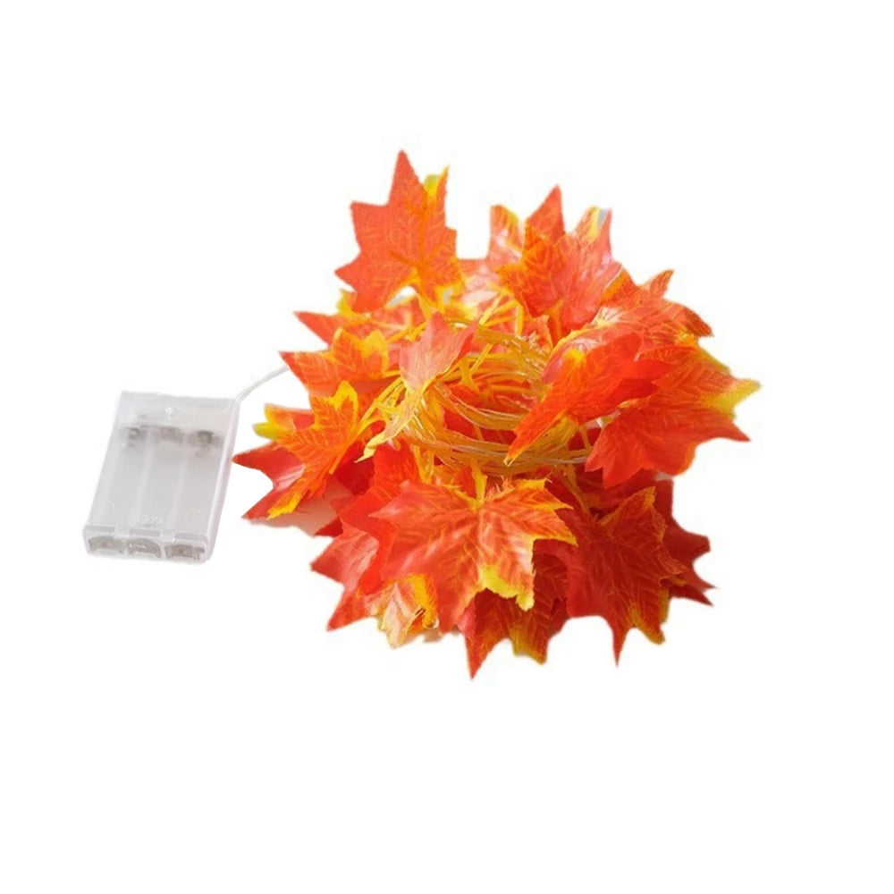 guirlande lumineuse feuilles vertes feuilles oranges batterie usb blanc chaud bleu rouge