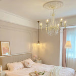 lustre cristal blanc chambre salon classique suspension ampoules led encastrée