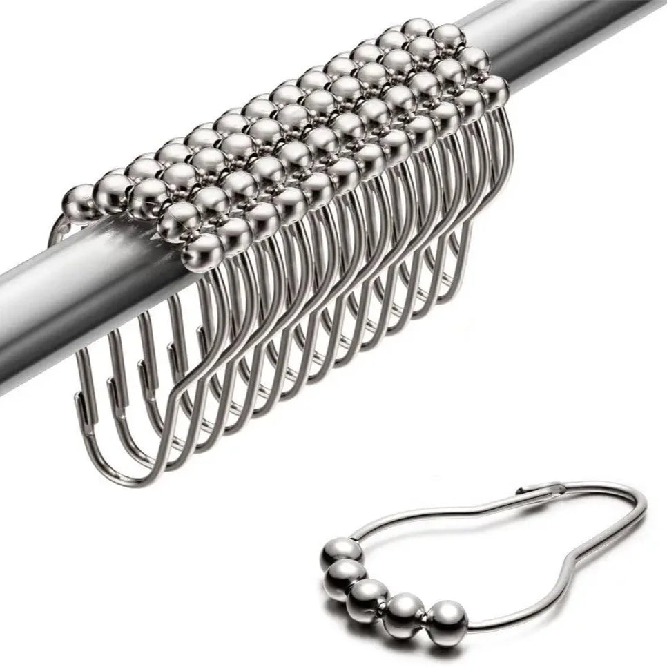 anneaux rideau douche crochets métal résistant rouille billes décoratives moderne minimaliste fixations tringle barre