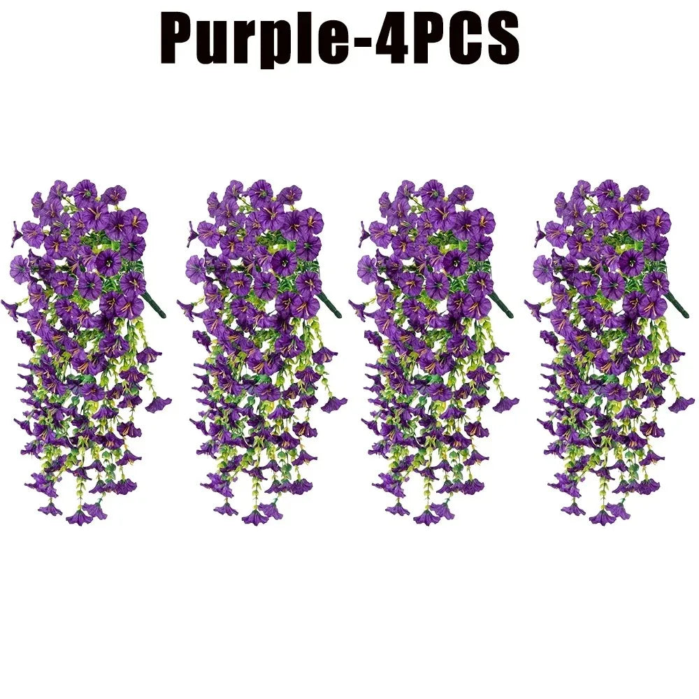 guirlande artificielle fleurs violettes roses jaunes modernes extérieures décoration jardin balcon