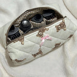sac outils coiffure léopard motifs beige rose brosse cheveux accessoires quiltedversible